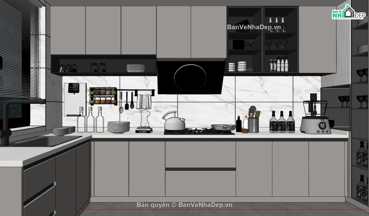 nội thất phòng bếp,3D phòng bếp,sketchup phòng bếp