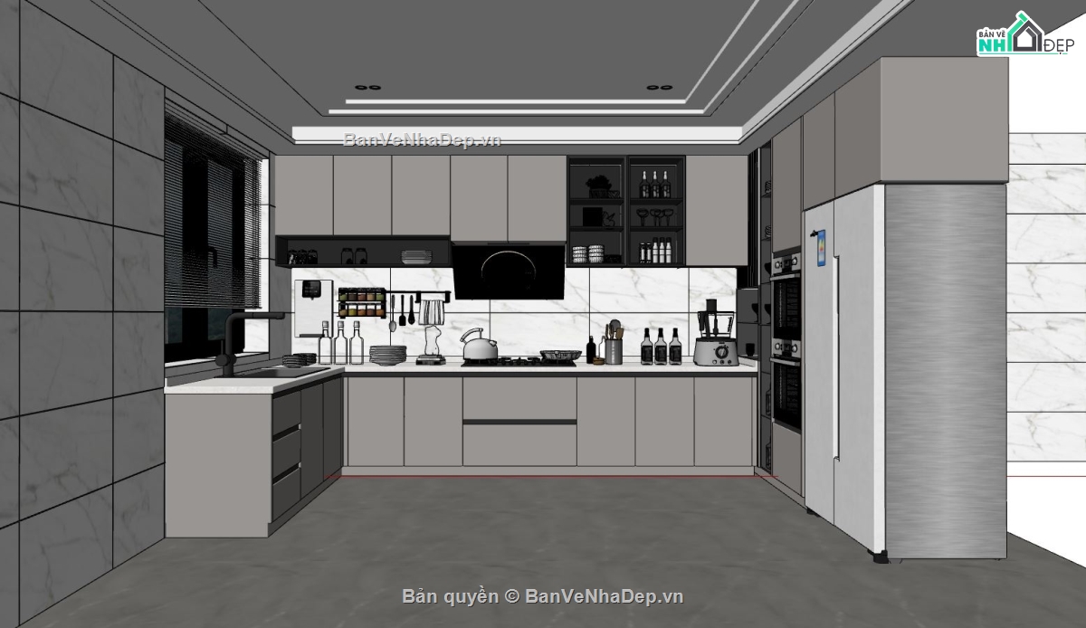 nội thất phòng bếp,3D phòng bếp,sketchup phòng bếp