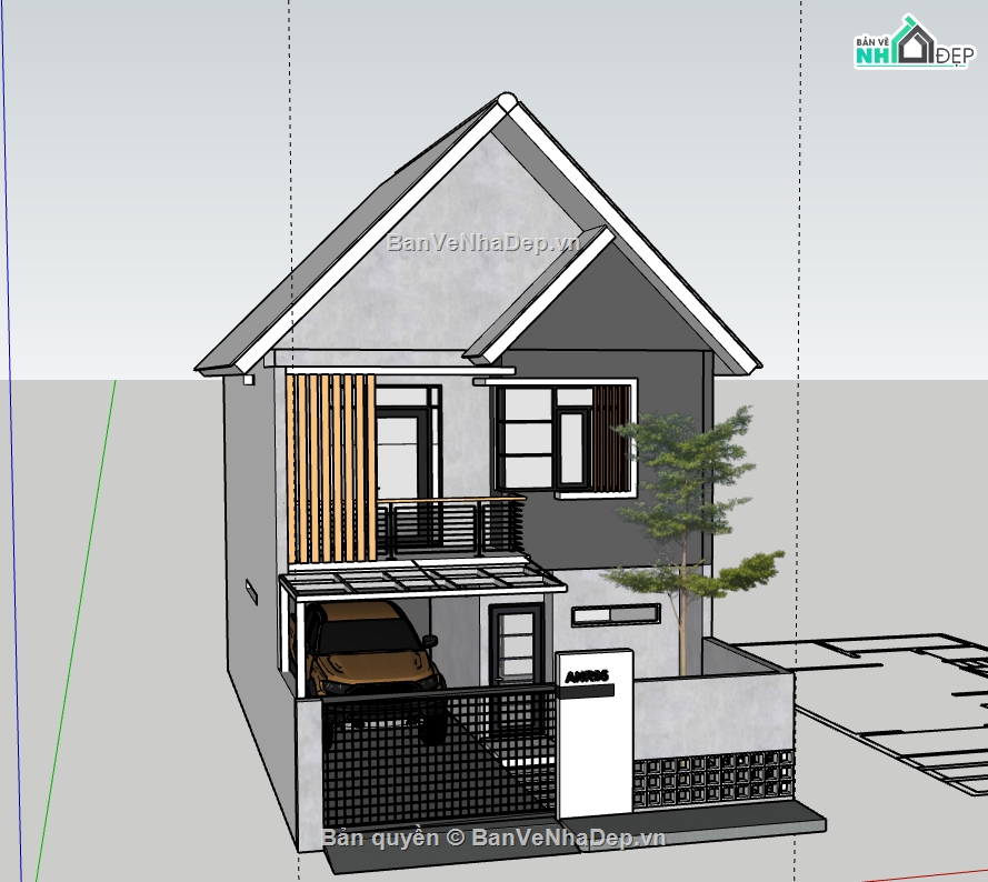 Nhà phố 2 tầng file su,nhà phố 2 tầng file sketchup,file sketchup Nhà phố 2 tầng,model su Nhà phố 2 tầng