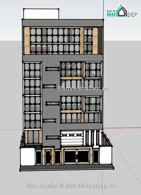 dựng nhà văn phòng 7 tầng file su,file sketchup nhà làm việc 7 tầng,dựng 3d su mẫu văn phòng làm việc