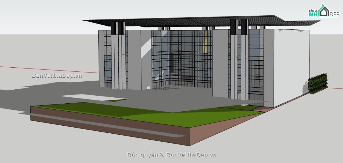 văn phòng làm việc file su,sketchup tòa nhà văn phòng,dựng 3d su nhà văn phòng
