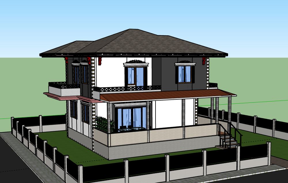 Biệt thự 2 tầng,model su biệt thự 2 tầng,biệt thự 2 tầng file su,file sketchup biệt thự 2 tầng,biệt thự 2 tầng sketchup