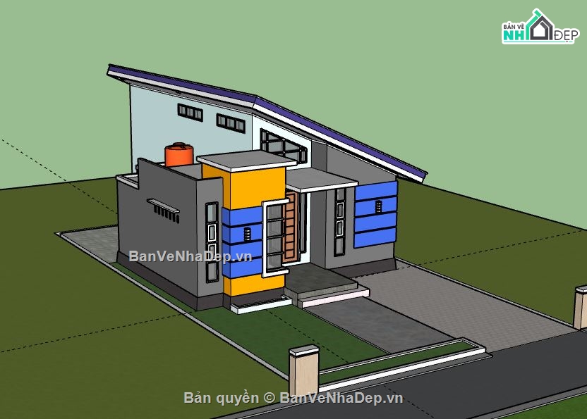 Biệt thự 1 tầng,model su biệt thự 1 tầng,biệt thự 1 tầng file su