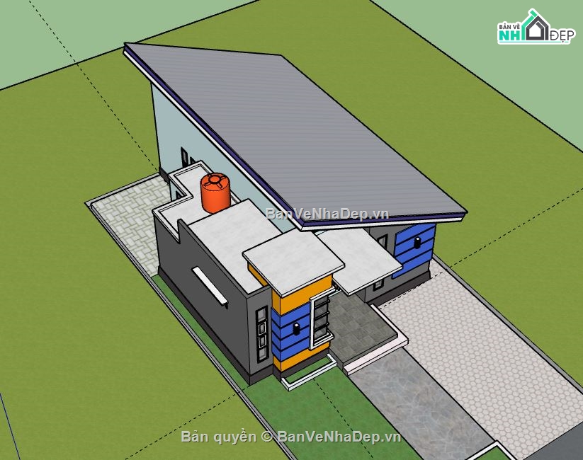 Biệt thự 1 tầng,model su biệt thự 1 tầng,biệt thự 1 tầng file su