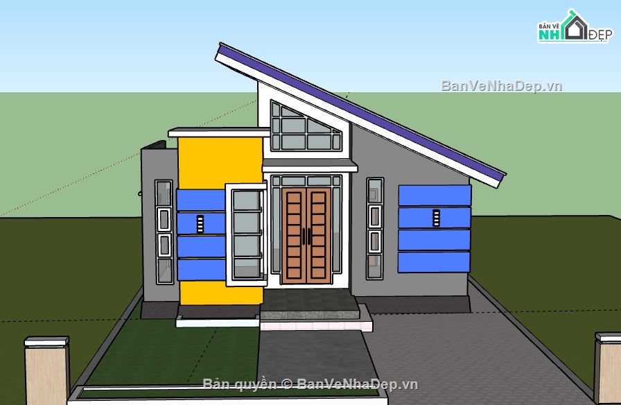 Biệt thự 1 tầng,model su biệt thự 1 tầng,biệt thự 1 tầng file su