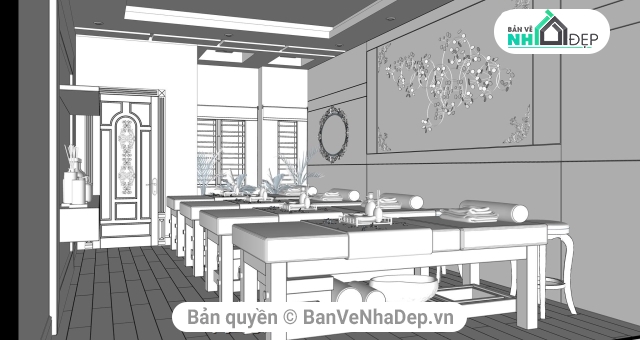 sketchup nội thất spa,thiết kế nội thất spa,mẫu tiệm spa đẹp,nội thất tiệm spa,tiệm spa