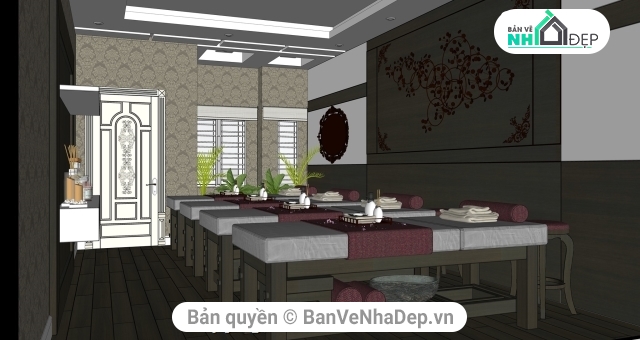 sketchup nội thất spa,thiết kế nội thất spa,mẫu tiệm spa đẹp,nội thất tiệm spa,tiệm spa