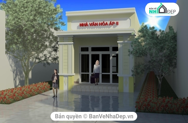 revit thiết kế nhà văn hóa,nhà văn hóa 1 tầng,mẫu nhà văn hóa 5x19m,bản vẽ revit nhà văn hóa,revit nhà văn hóa,thiết kế nhà văn hóa