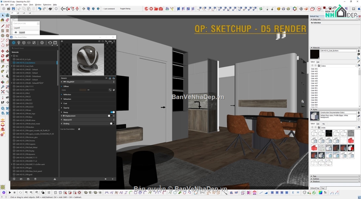 Sketchup Phòng ăn,Sketchup bếp,Phòng khách Sketchup,Sketchup nội thất,thiết kế phòng ăn sketchup