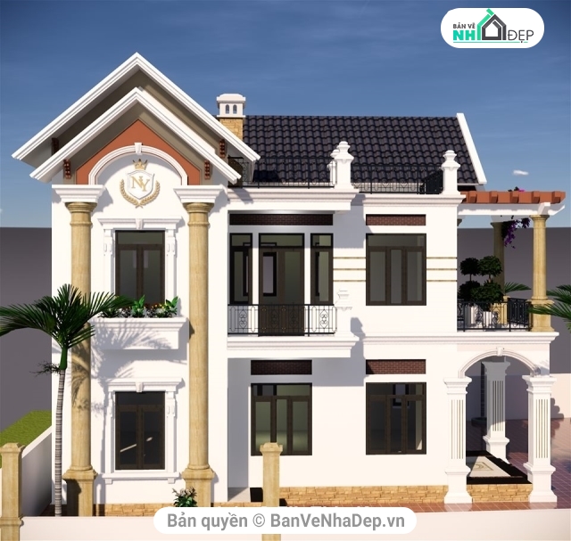 biệt thự 2 tầng,Sketchup biệt thự 2 tầng 2019,mẫu biệt thự sketchup,dựng ngoại thất biệt thự 2 tầng