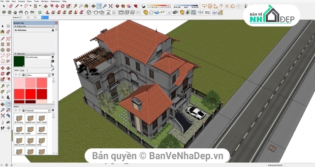 Biệt thự 3 tầng sketchup,Biệt thự 3 tầng hiện đại,Biệt thự 3 tầng,Sketchup biệt thự 3 tầng,thiết kế biệt thự 3 tầng su