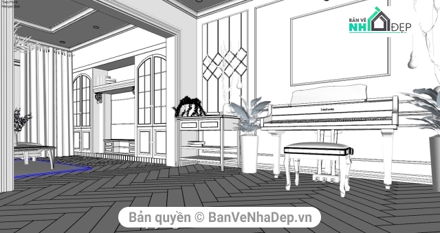 20 File sketchup Mẫu thiết kế nội thất nhà phố hiện đại