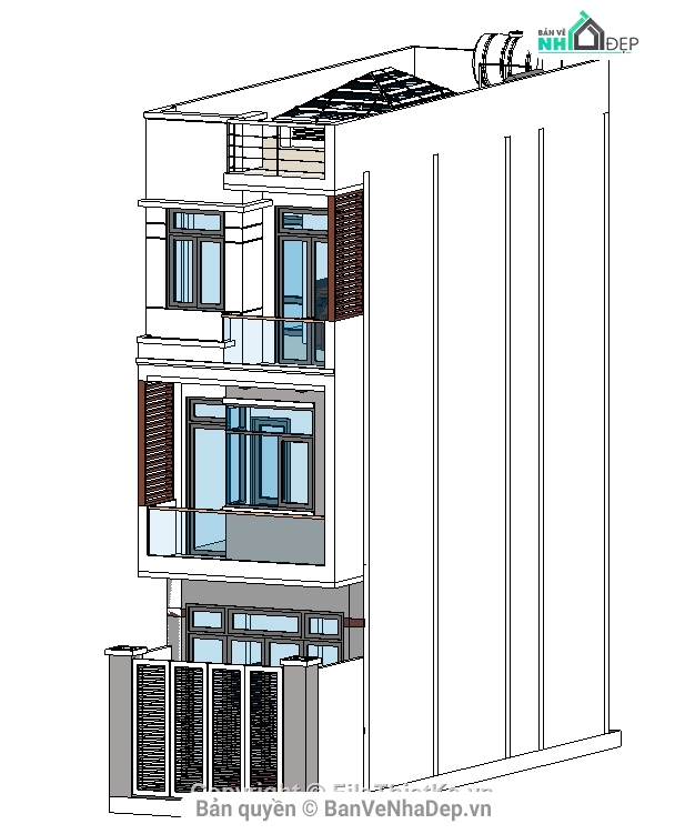 Bản vẽ nhà 3 tầng,nhà phố 3 tầng 4.2x10.2m,mẫu thiết kế nhà 3 tầng,File thiết kế nhà 3 tầng mặt phố,nhà 3 tầng