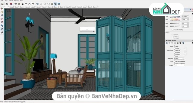 nội thất phòng khách,nội thất nhà dân,SU đồ nội thất,Sketchup nội thất gia đình