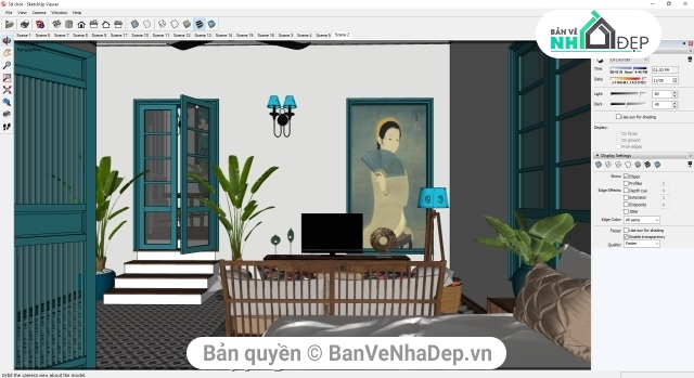 nội thất phòng khách,nội thất nhà dân,SU đồ nội thất,Sketchup nội thất gia đình