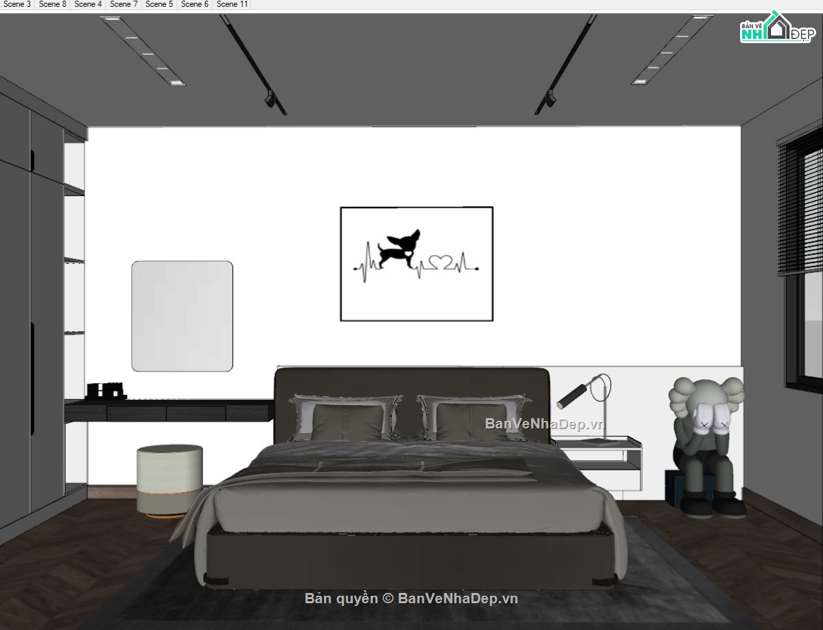 Nội thất phòng ngủ sketchup,Model phòng ngủ,sketchup nội thất phòng ngủ,phòng ngủ sketchup