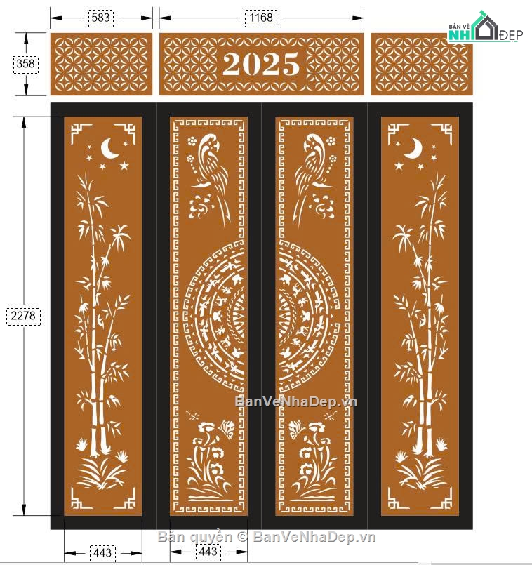 File cổng 2 cánh cnc,cổng 4 cánh cnc,File cổng 4 cánh