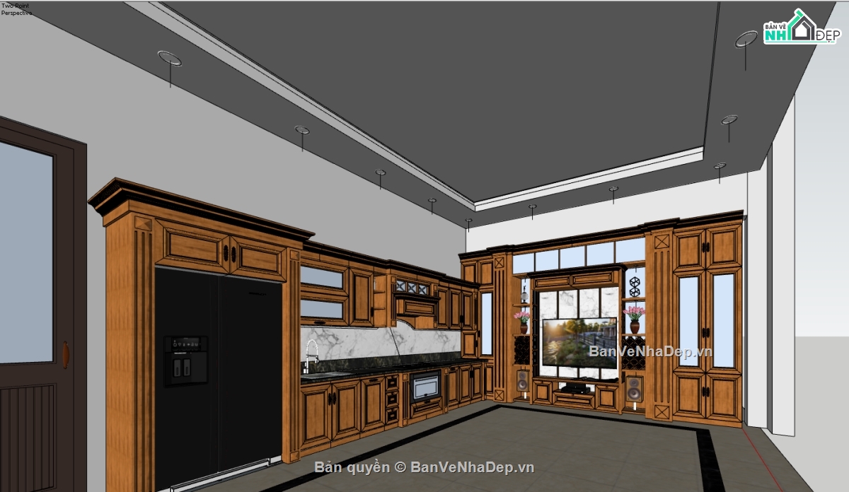 Model nội thất căn hộ,model sketchup tủ bếp,nội thất phòng bếp,Sketchup bếp,bản vẽ tủ bếp