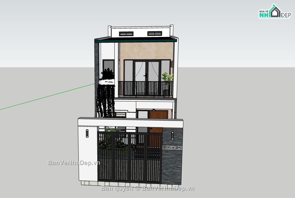 Nhà phố 2 tầng,Model su nhà phố 2 tầng,sketchup nhà phố 2 tầng