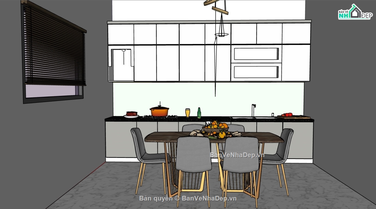 sketchup nội thất,nội thất phòng bếp,sketchup nội thất phòng bếp,Model nội thất,sketchup nội thất bếp,phòng bếp sketchup