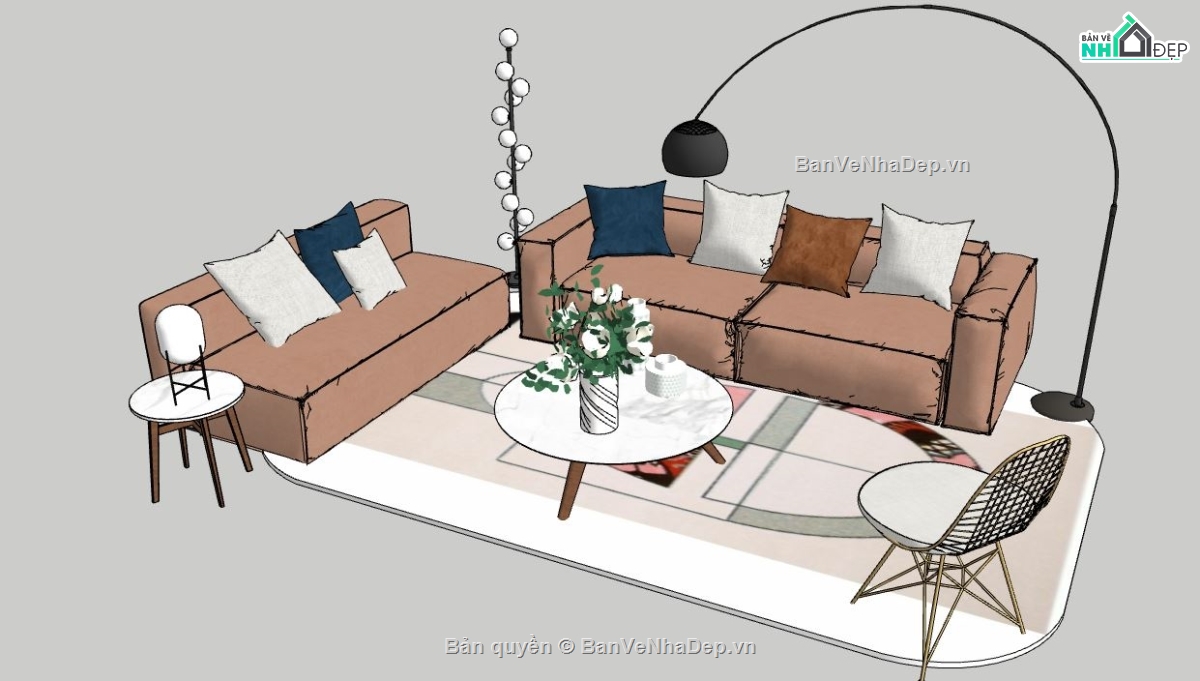 sketchup phòng khách,Model sketchup phòng khách,Model 3d phòng khách