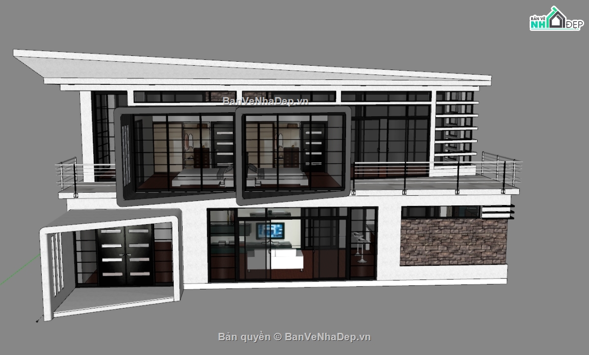 biệt thự,villa 2 tầng,model biệt thự