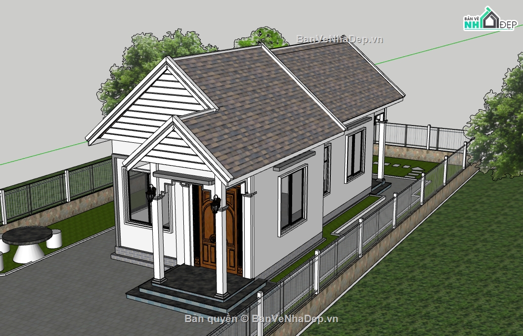 nhà cấp 4,nhà cấp 4 sketchup,sketchup nhà cấp 4,su nhà cấp 4