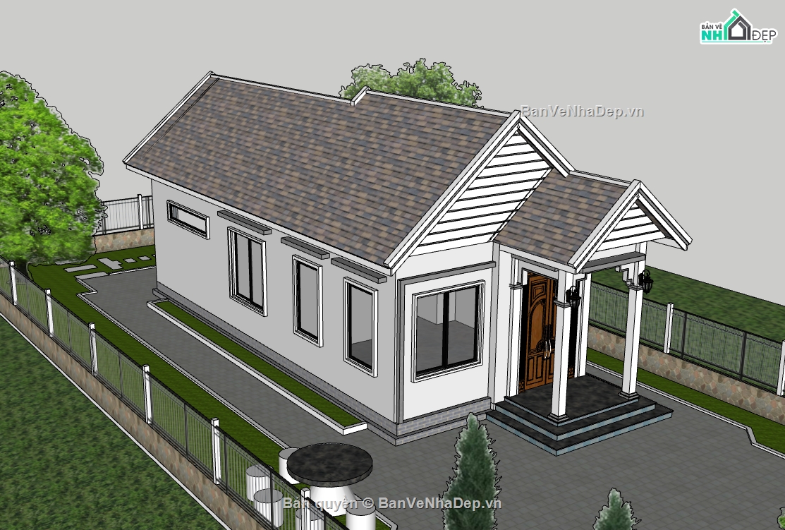 nhà cấp 4,nhà cấp 4 sketchup,sketchup nhà cấp 4,su nhà cấp 4