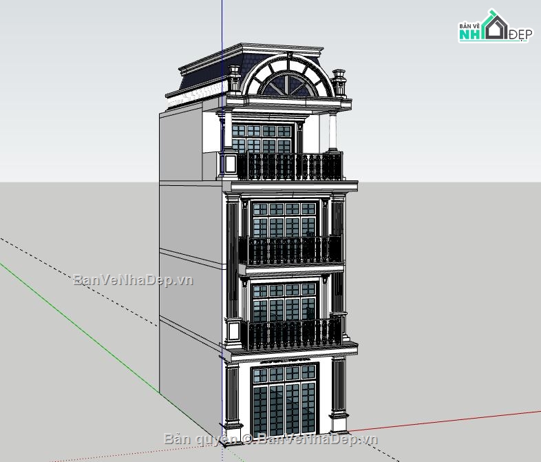 Nhà phố 4 tầng,model su nhà phố 4 tầng,file su nhà phố 4 tầng