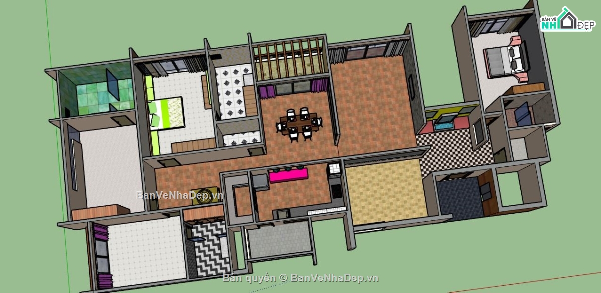 thiết kế nội thất,model su nội thất tầng 1,nội thất tầng 1 file su,nội thất tầng 1 nhà phố
