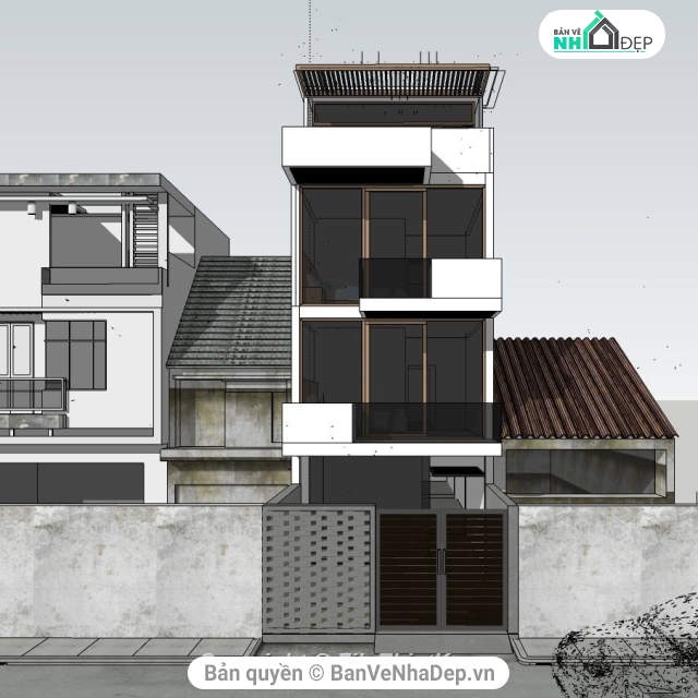 Sketchup 7 mẫu thiết kế nhà phố hiện đại siêu hot