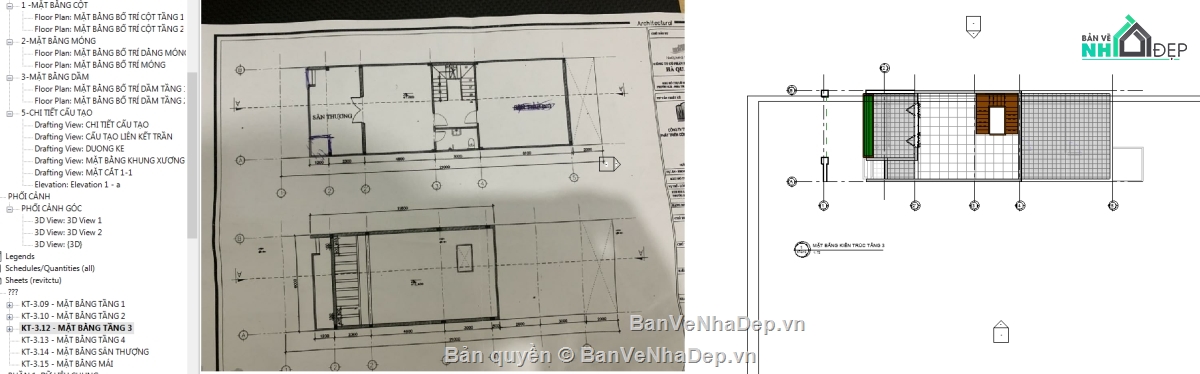 Revit nhà phố 3 tầng,revit nhà phố 3 tầng,File revit nhà phố,Bản vẽ revit nhà phố,nhà phố 3 tầng revit