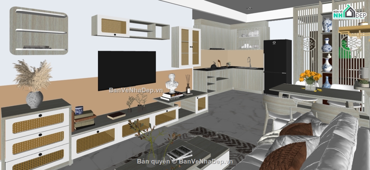 phòng khách hiện đại file su,sketchup nội thất phòng khách,sketchup phòng khách hiện đại,nội thất phòng khách dựng sketchup