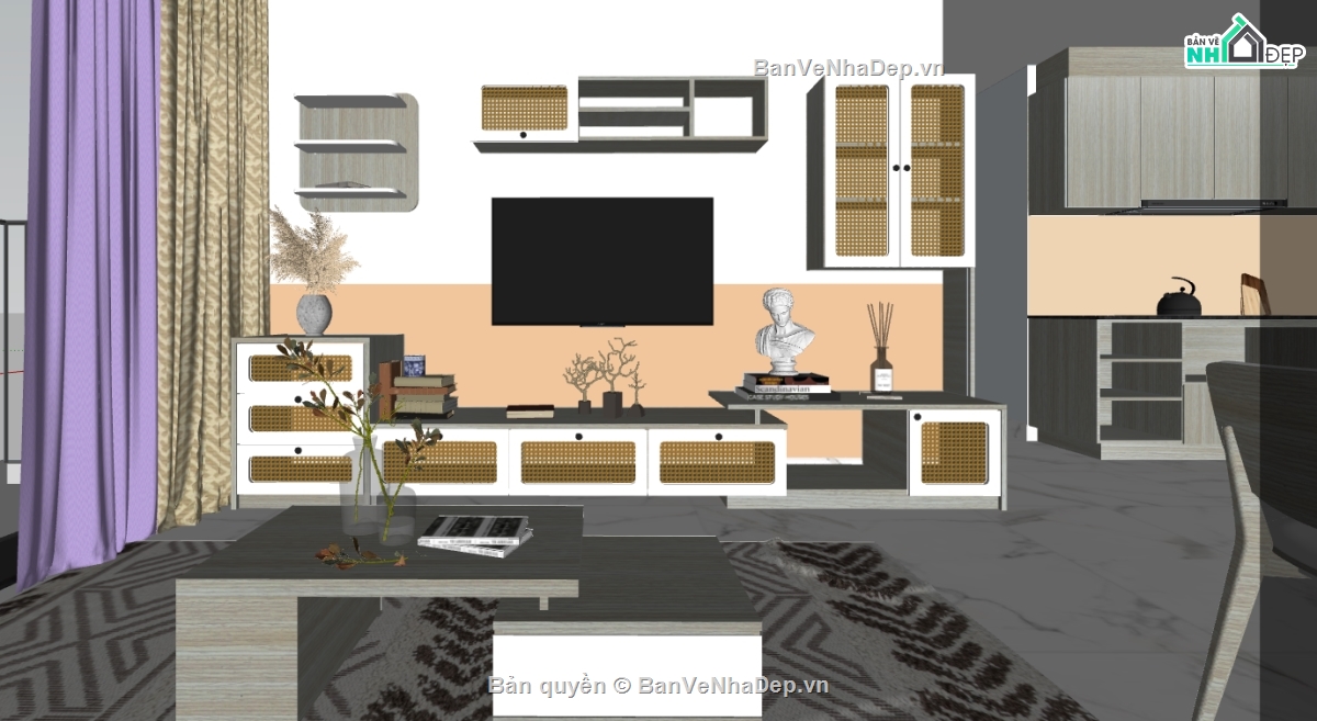 phòng khách hiện đại file su,sketchup nội thất phòng khách,sketchup phòng khách hiện đại,nội thất phòng khách dựng sketchup