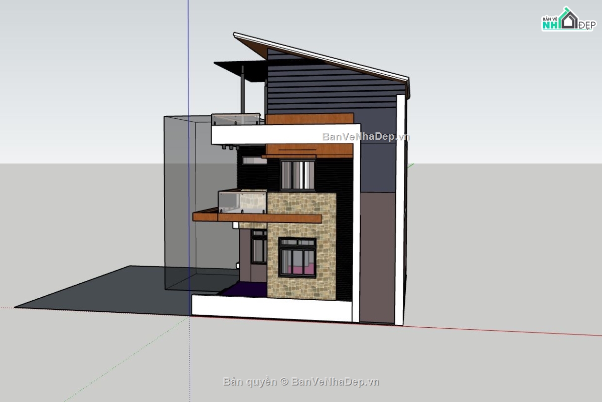 biệt thự phố,biệt thự 3 tầng,phối cảnh biệt thự,sketchup biệt thự,biệt thự hiện đại