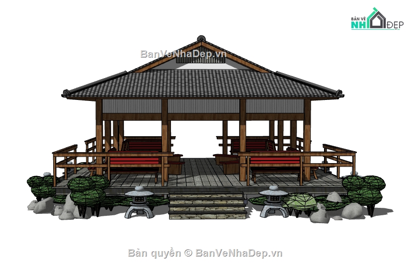dựng chòi nghỉ mát file sketchup,dựng 3d su chòi nghỉ mát,chòi nghỉ mát skechup