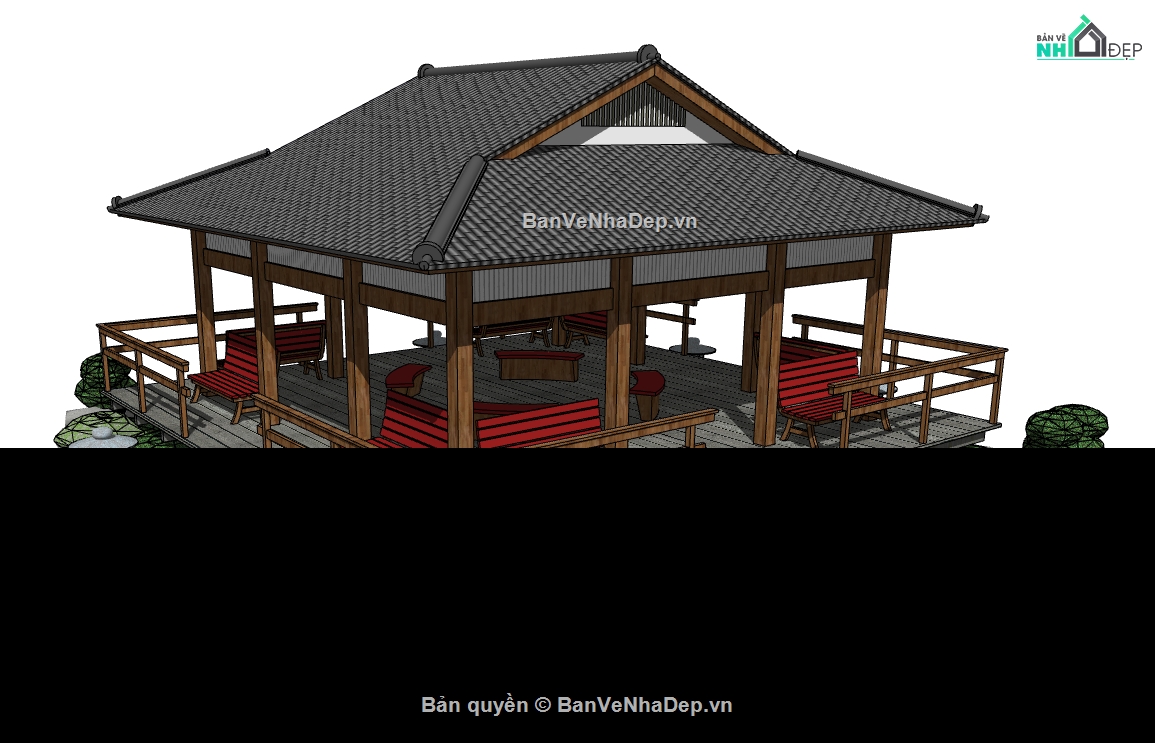 dựng chòi nghỉ mát file sketchup,dựng 3d su chòi nghỉ mát,chòi nghỉ mát skechup