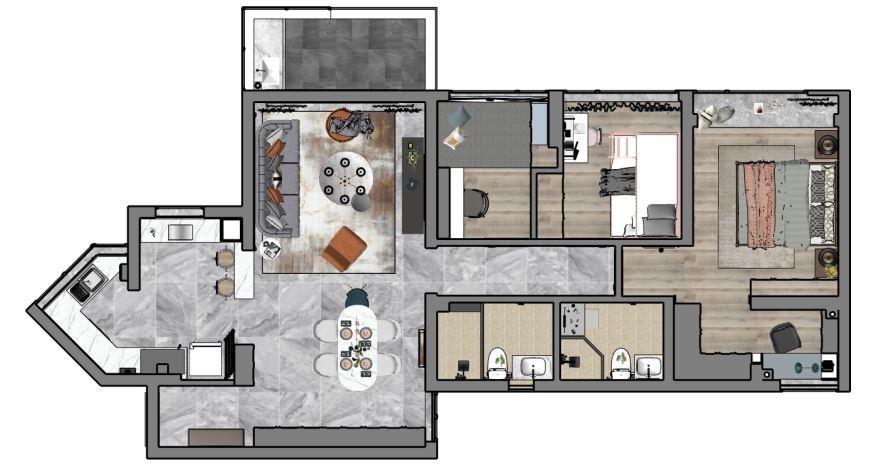 sketchup nội thất chung cư,mẫu nội thất phòng ngủ,model su nội thất khách bếp,nội thất chung cư đẹp