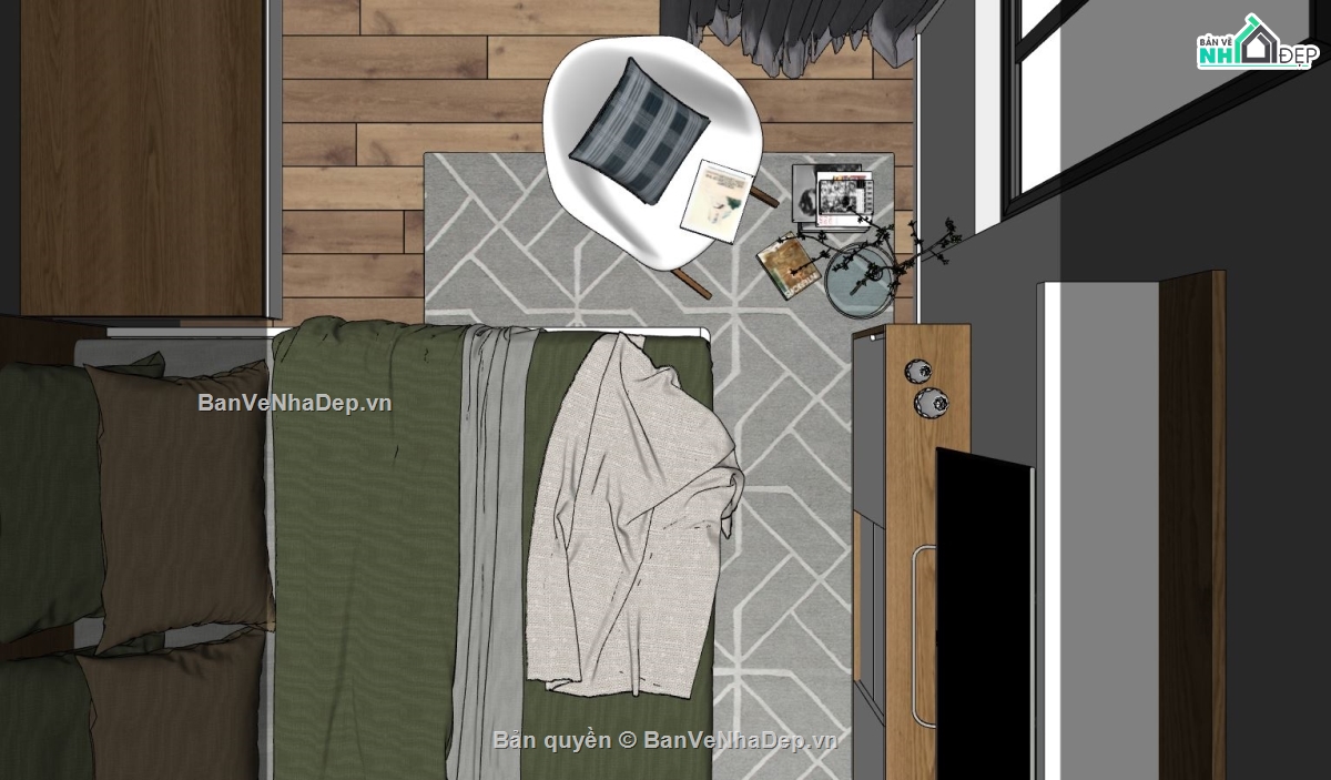 Phòng ngủ model su,file sketchup phòng ngủ,phòng ngủ file sketchup,phòng ngủ file su