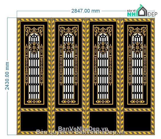 mẫu cổng 4 cánh,cổng 4 cánh cnc,cnc 4 cánh