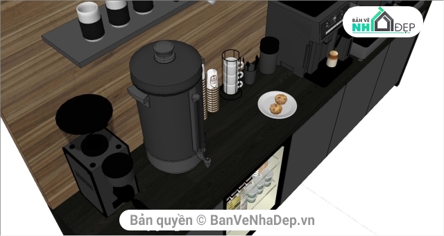 Sketchup quầy pha chế cafe,quầy cafe,Sketchup quầy pha chế,cafe sketchup