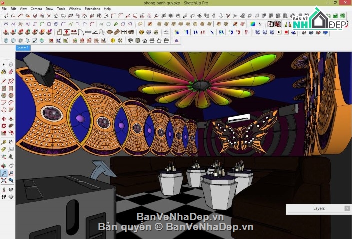sketchup nội thất karaoke,phòng karaoke file su,phòng karaoke file sketchup,sketchup quán karaoke