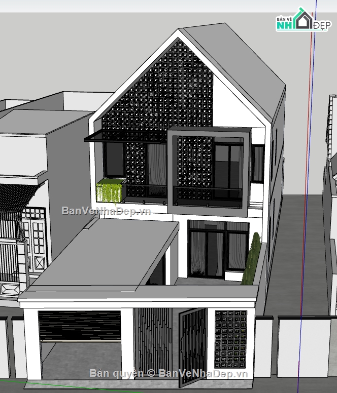 nhà phố 2 tầng file su,file su nhà phố 2 tầng,model su nhà phố 2 tầng,file sketchup nhà phố 2 tầng