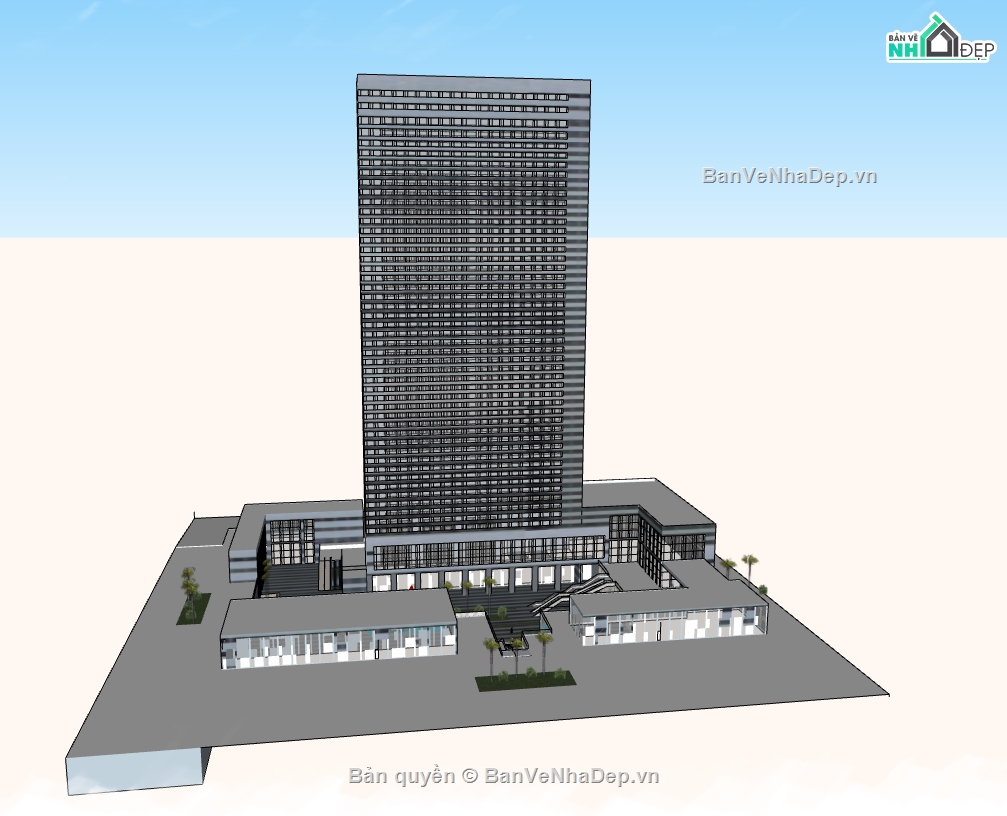 phối cảnh 3d khách sạn cao tầng hiện đại,file sketchup khách sạn cao tầng,dựng model su khách sạn hiện đại