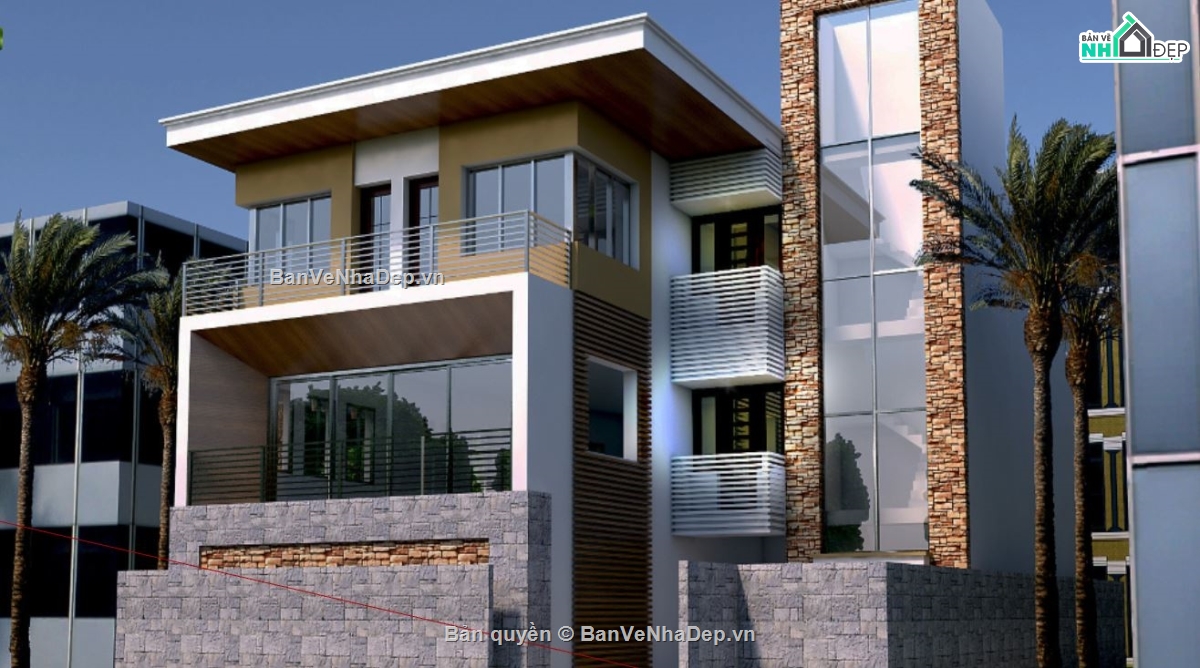 biệt thự 3 tầng,biệt thự sketchup,biệt thự hiện đại
