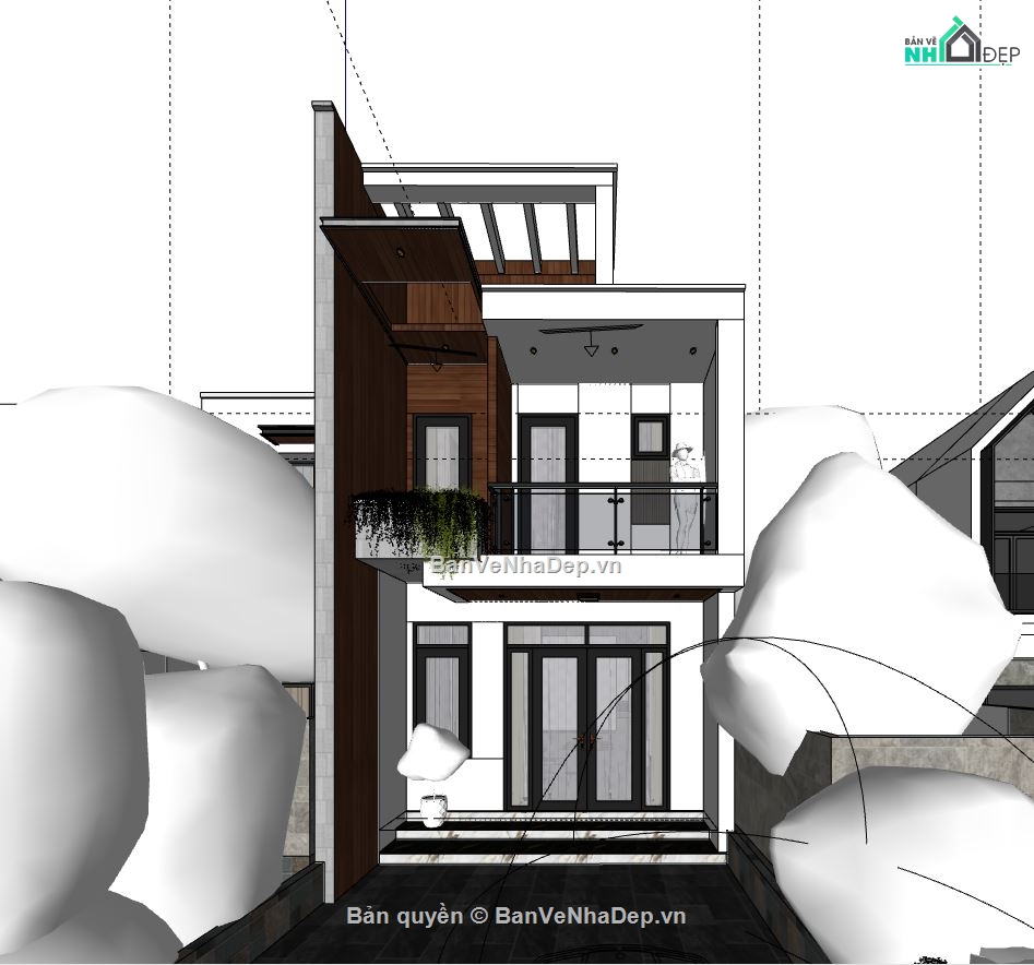 nhà phố 2 tầng 5x18m,bản vẽ nhà phố,kiến trúc nhà phố