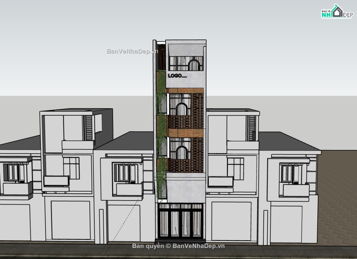 su nhà phố,sketchup nhà phố,nhà phố