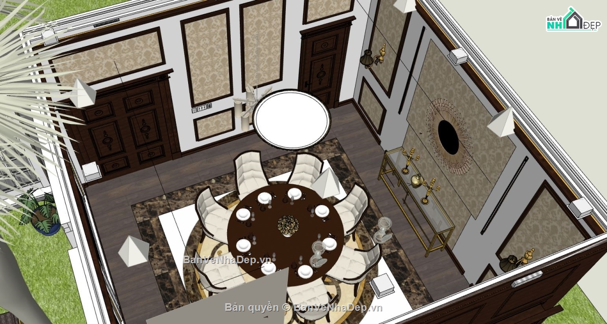 thiết kế phòng ăn,File sketchup phòng ăn,file sketchup phòng ăn cực đẹp,model su phòng ăn