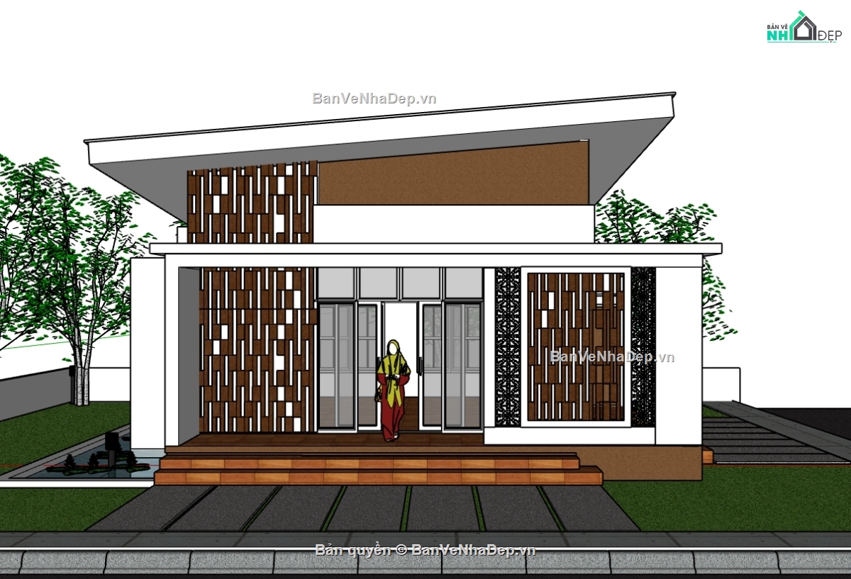 biệt thự 1 tầng,biệt thự sketchup,sketchup biệt thự 1 tầng,sketchup biệt thự