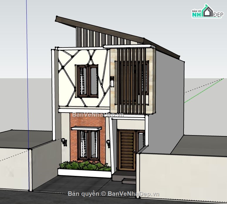 Nhà phố 2 tầng,model su nhà phố 2 tầng,file su nhà phố 2 tầng,sketchup nhà phố 2 tầng,nhà phố 2 tầng sketchup